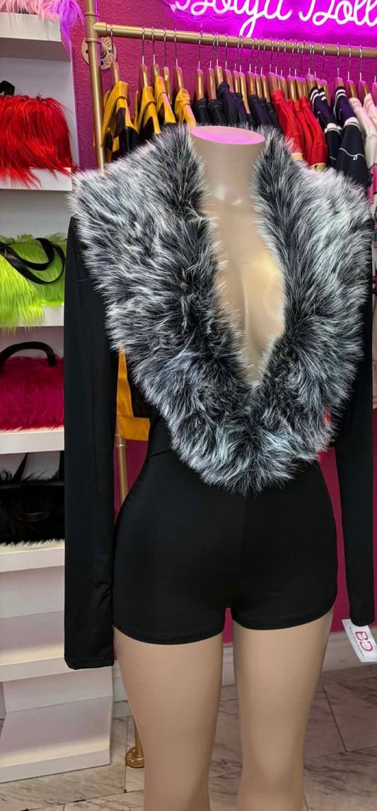 FOXY FUR ROMPER